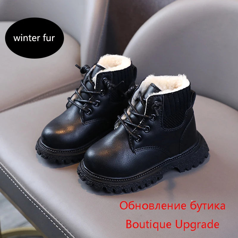 Kids Leather Chelsea Boots Waterproof Children Ankle Boots Fashion Toddler Snow Boots Casual Shoe