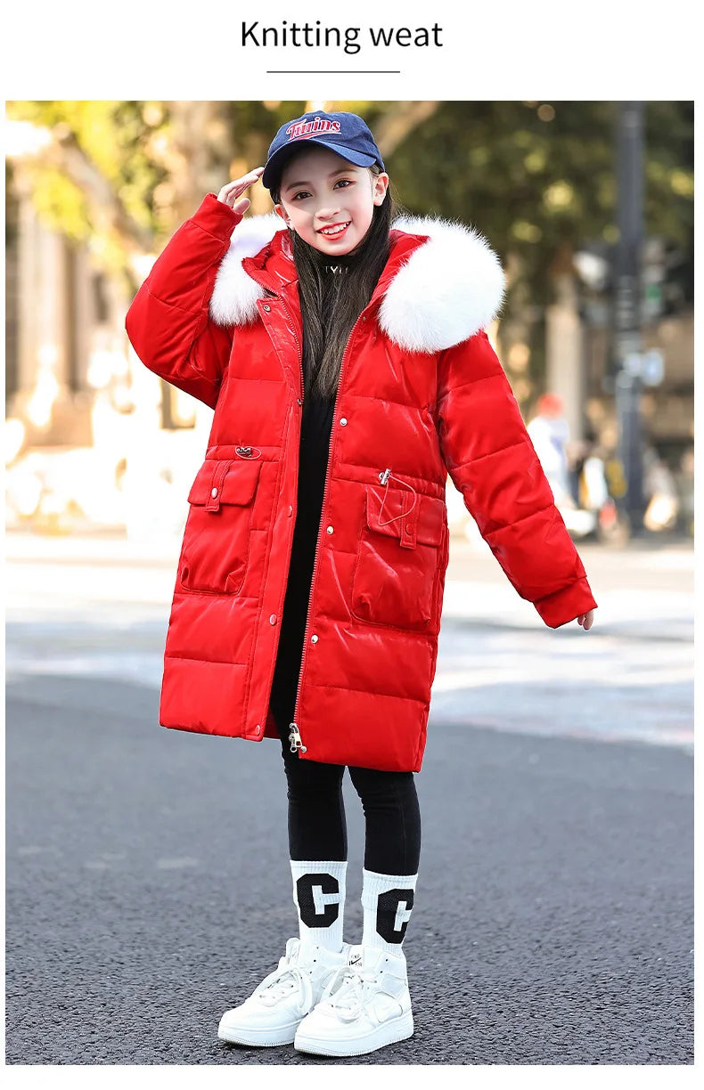 2024 Winter Thicken warm Down jacket Girls clothing kids toddler girl clothes Parka Hooded Children Outerwear Coats snow suit