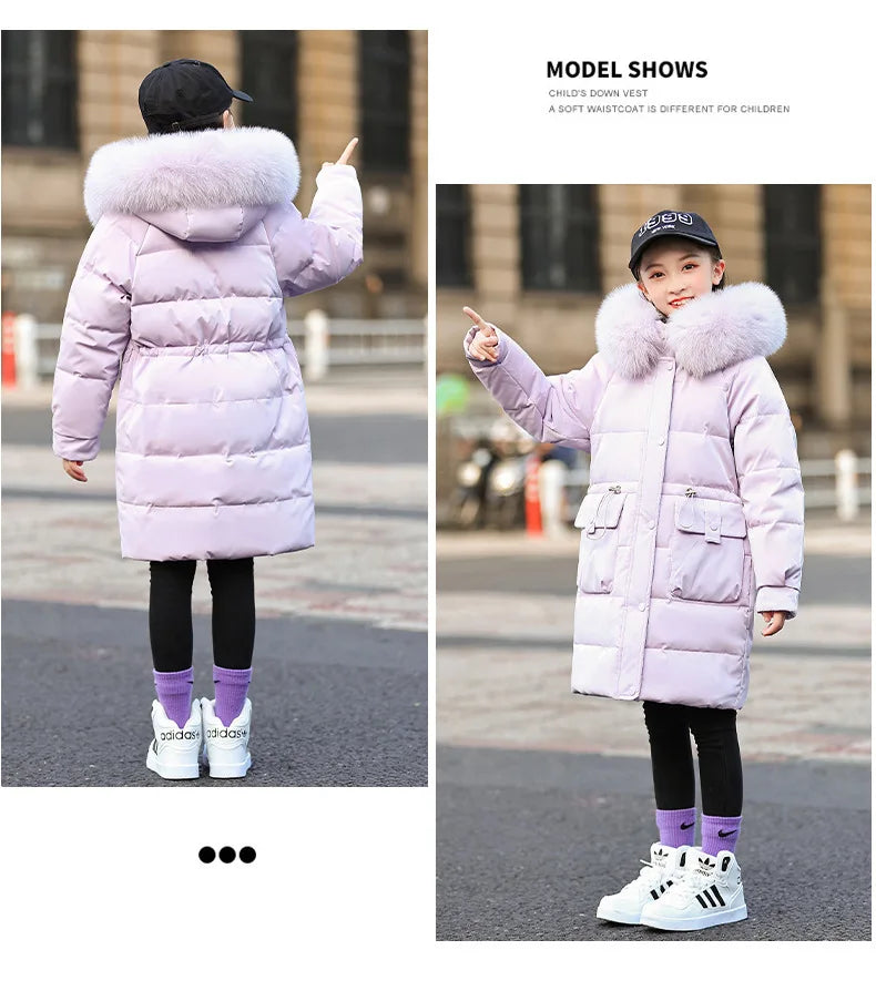 2024 Winter Thicken warm Down jacket Girls clothing kids toddler girl clothes Parka Hooded Children Outerwear Coats snow suit