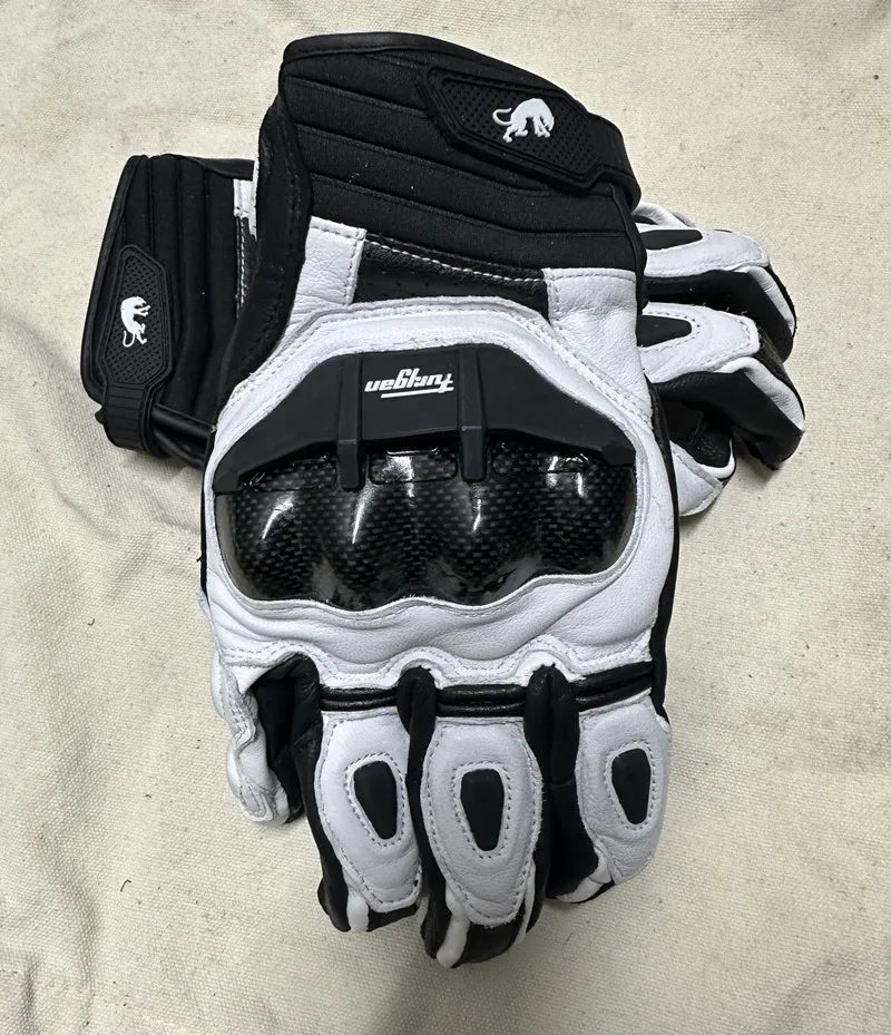 Motorcycle Gloves Black Racing Genuine Leather Motorbike White Road Riding Team Glove Men Summer Winter Touch Screen