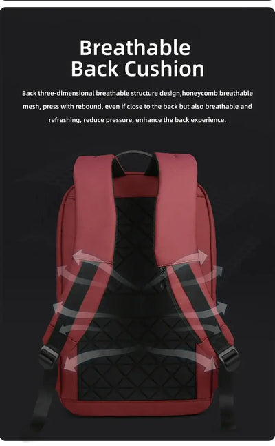 HK Business Slim Backpack For Men Water Resistant 15.6 inch Laptop Bag With USB Charger Light Weight Travel Bag for Work Office