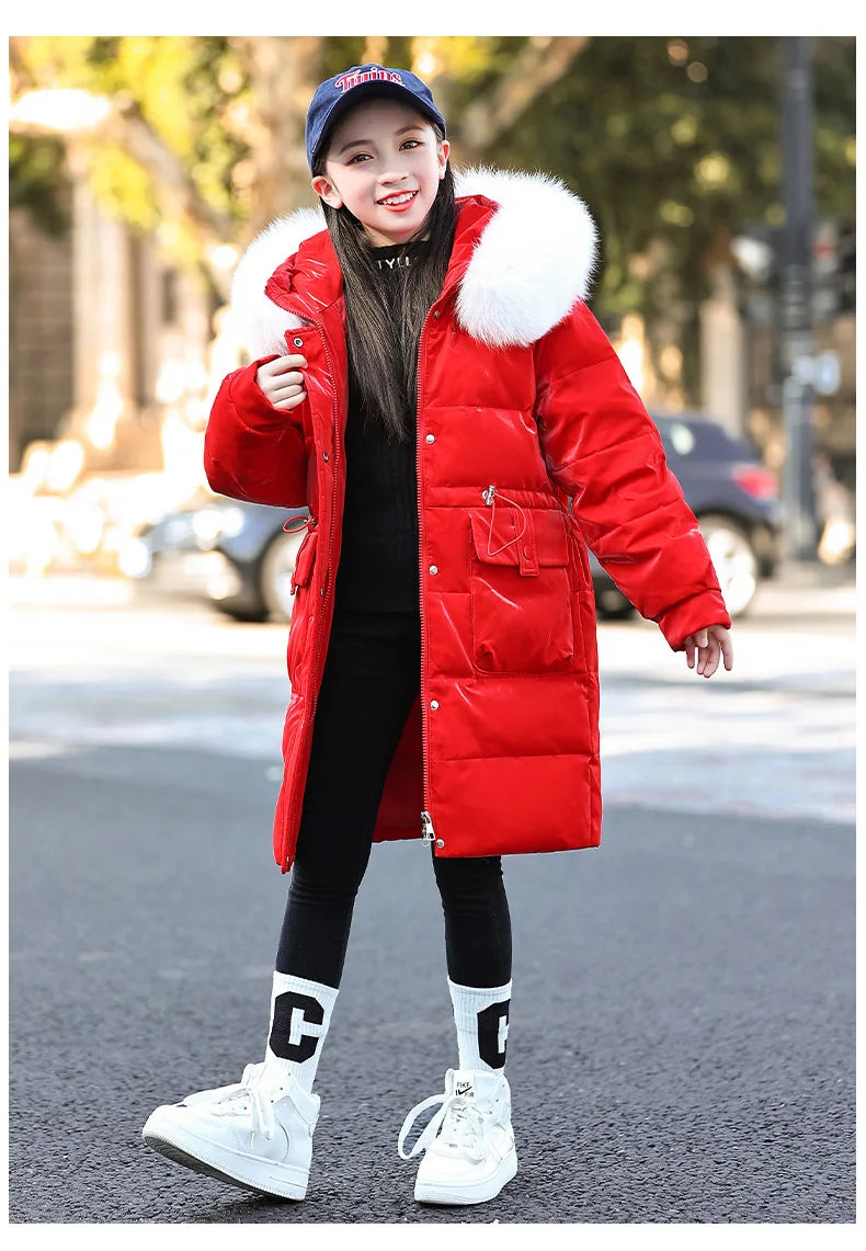 2024 Winter Thicken warm Down jacket Girls clothing kids toddler girl clothes Parka Hooded Children Outerwear Coats snow suit