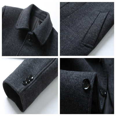 Men Wool Coat Winter Woolen Coat Pea coat Autumn Wool Long Jacket Man Cashmere Coats Mens Wool Blend Coat Overcoat Outdoor Coat