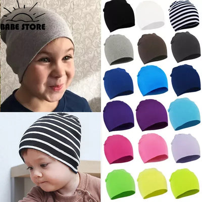 Fashion Solid Color Kids Hats Toddler Baby Boy Girl Infant Cotton Soft Warm Earmuffs Hat Beanies Cap Winter Knitted Newborn Hat