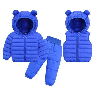 Toddler Winter Baby Girls Boys Clothing Sets Warm Faux Down Jacket Clothes Sets Children Kids Snowsuit Coats Vest Pants Overalls