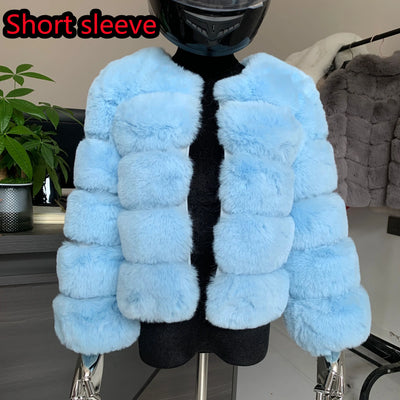 Winter coat for faux fur coat women new outerwear Fox fur short coat Fake fur  jacket furry fluffy jacket luxury woman fur Fake