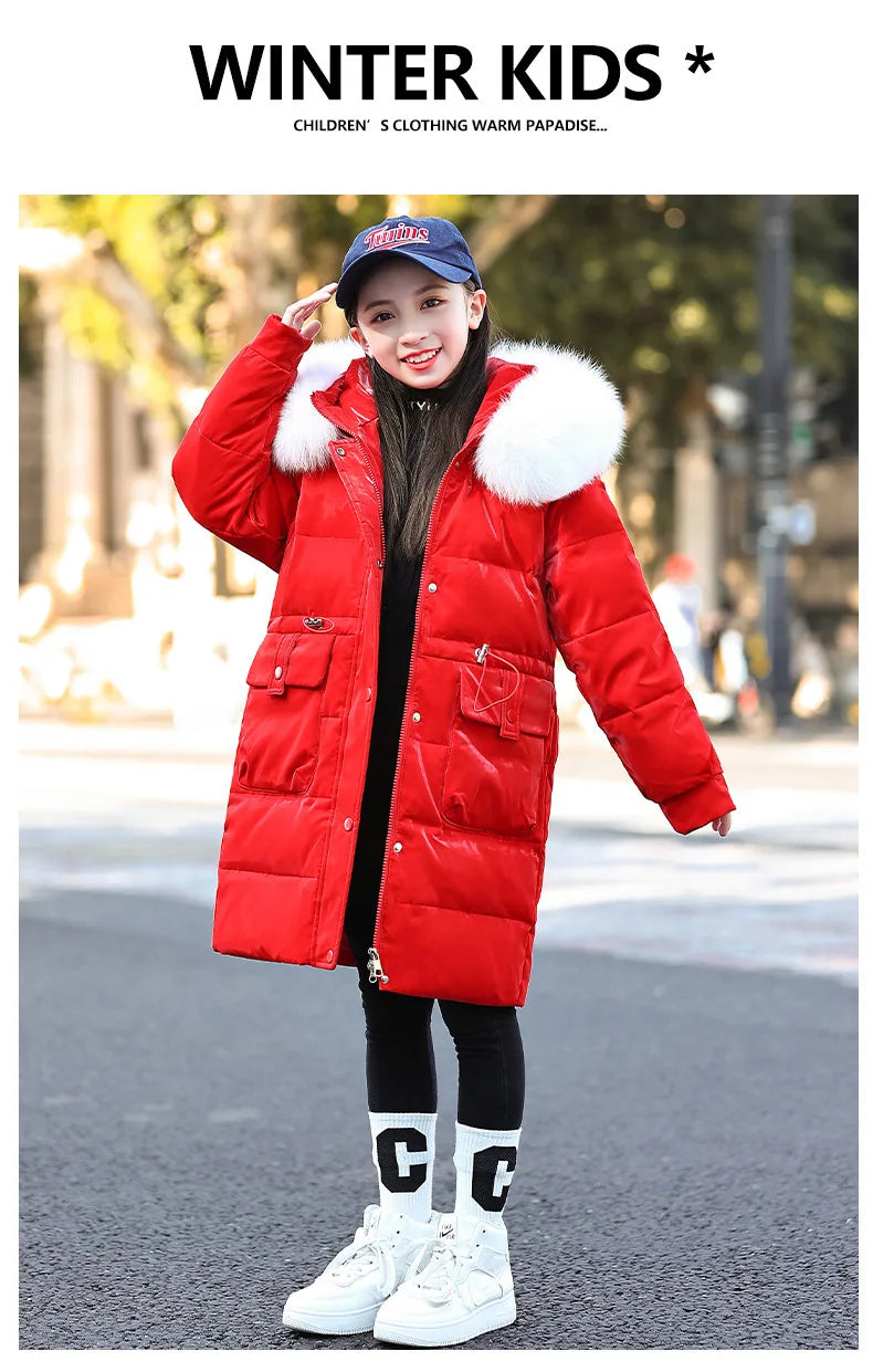 2024 Winter Thicken warm Down jacket Girls clothing kids toddler girl clothes Parka Hooded Children Outerwear Coats snow suit