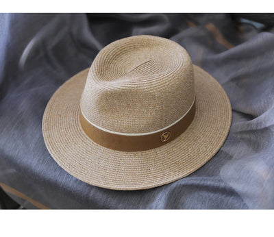 Designer New Natural Panama Soft Shaped Straw Hat Summer Women/Men Wide Brim Beach Sun Cap UV Protection Fedora Birthday Gift