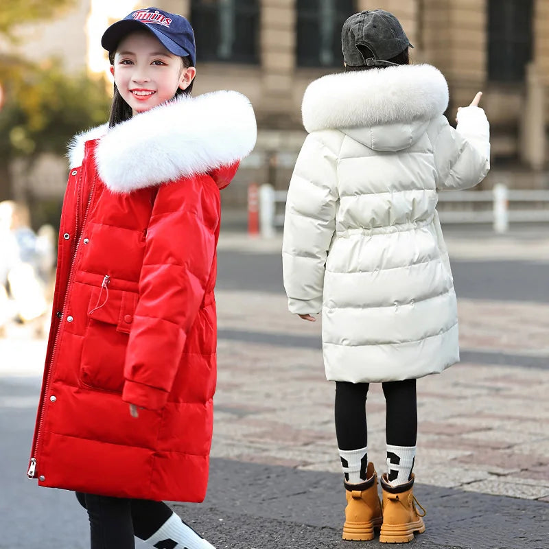 2024 Winter Thicken warm Down jacket Girls clothing kids toddler girl clothes Parka Hooded Children Outerwear Coats snow suit