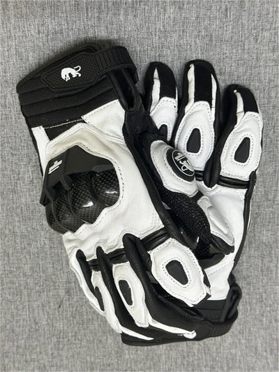 Motorcycle Gloves Black Racing Genuine Leather Motorbike White Road Riding Team Glove Men Summer Winter Touch Screen