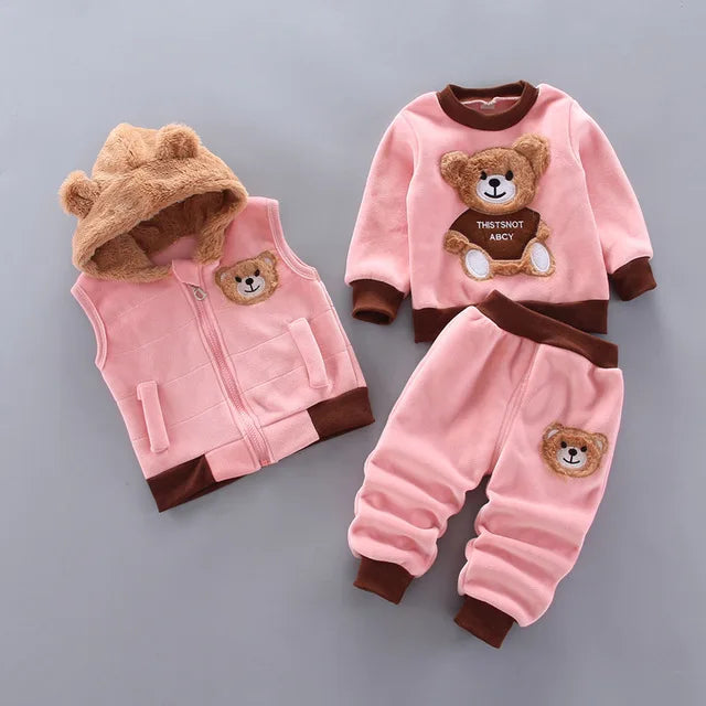 Toddler Winter Baby Girls Boys Clothing Sets Warm Faux Down Jacket Clothes Sets Children Kids Snowsuit Coats Vest Pants Overalls