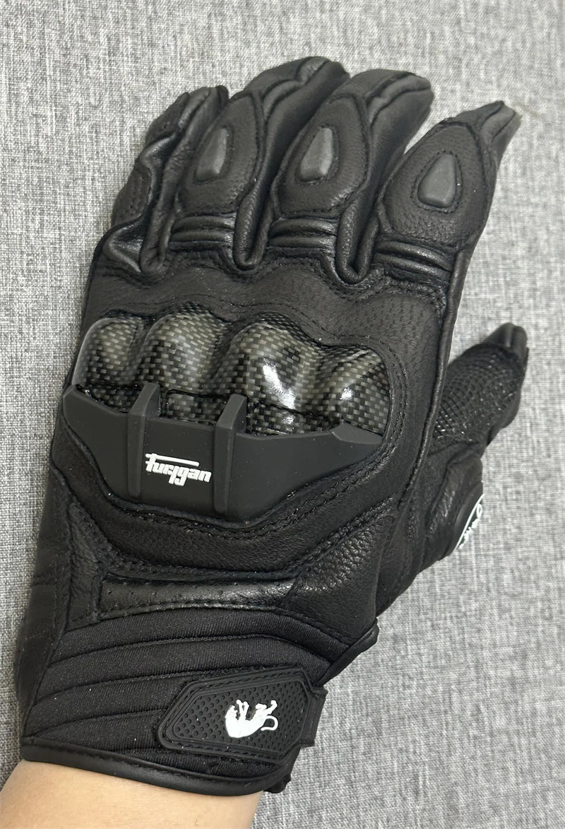 Motorcycle Gloves Black Racing Genuine Leather Motorbike White Road Riding Team Glove Men Summer Winter Touch Screen