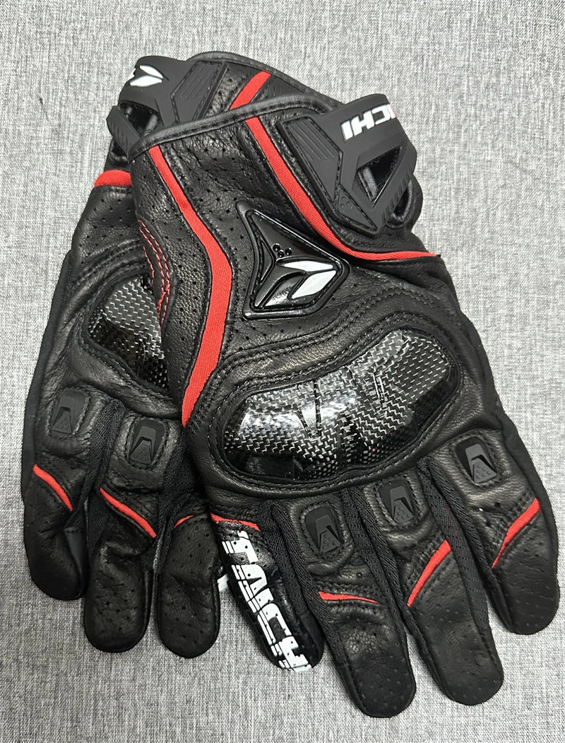 Motorcycle Gloves Black Racing Genuine Leather Motorbike White Road Riding Team Glove Men Summer Winter Touch Screen