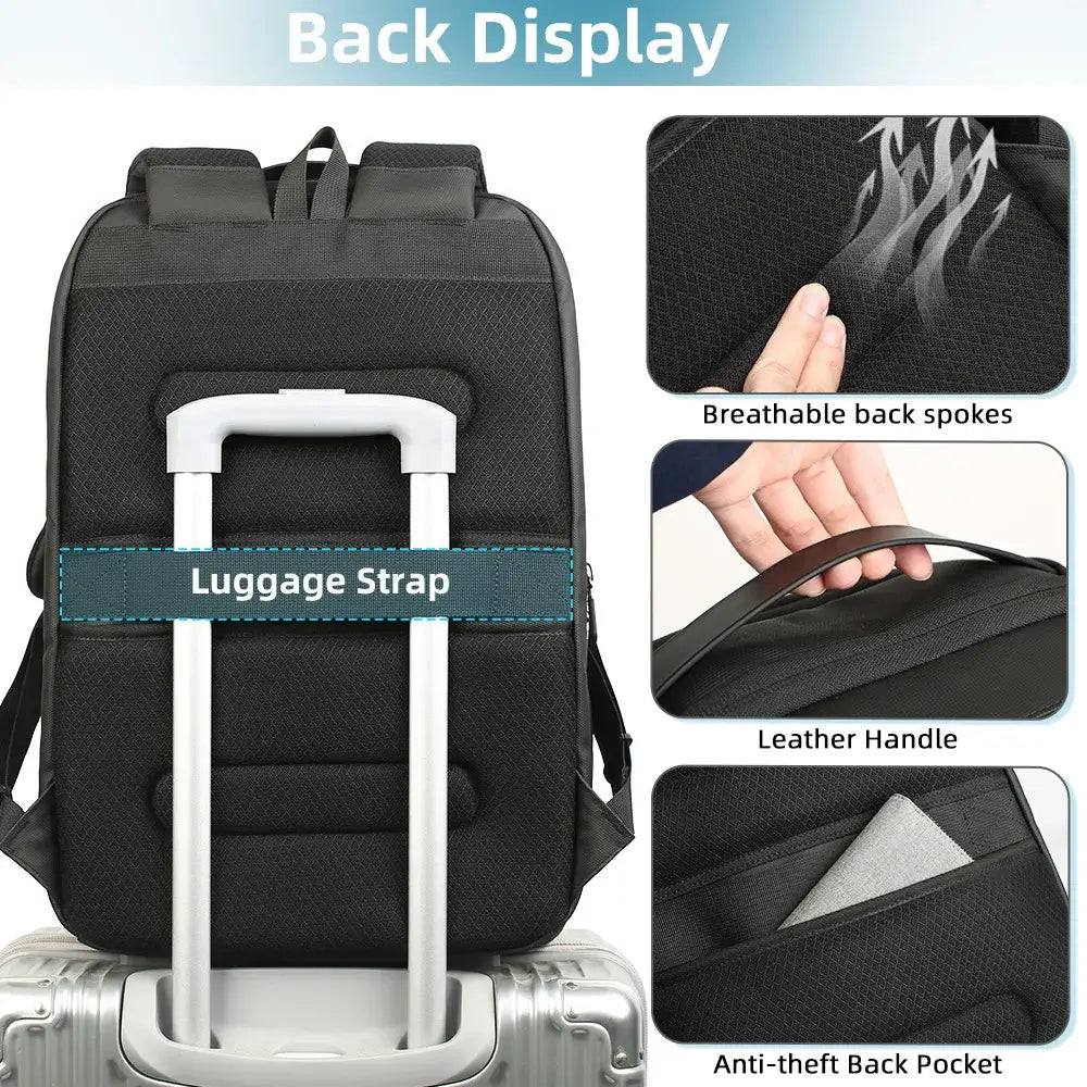 HK New Arrival Spacious Travel Backpack 17.3 inch Laptop Backpack For Men Big Capacity Waterproof Commuting Rucksacks With USB