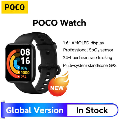 Global Version POCO Watch 1.6'' AMOLED Display 14 Days Battery GPS Always-on Watch Face Blood Oxygen Smartwatch