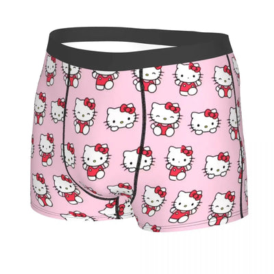 Hello Kitty Pattern Underwear Men Printed Custom Sanrio Boxer Briefs Shorts Panties Soft Underpants