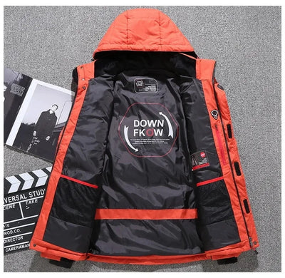 Down Jacket Men White Duck Winter Coat Windproof Warm Parkas Travel Camping Overcoat New in Thicken Solid Color Hooded Clothing