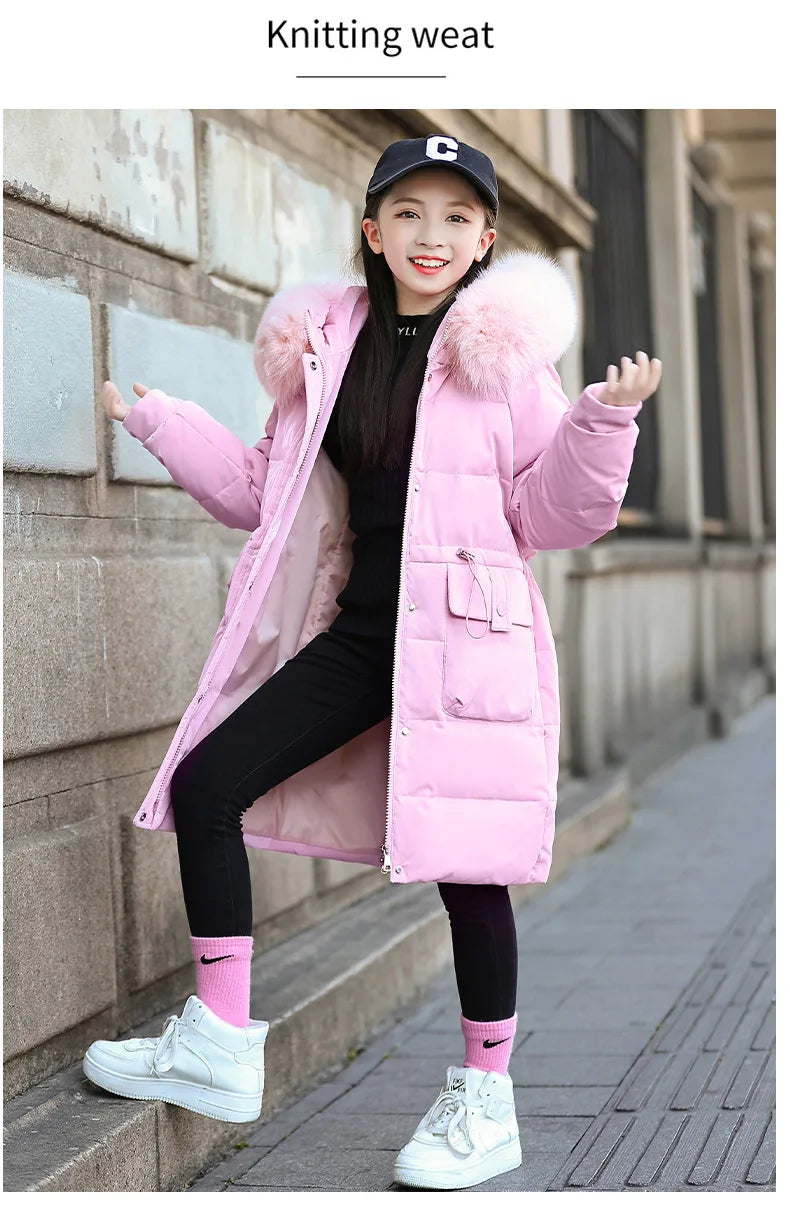 2024 Winter Thicken warm Down jacket Girls clothing kids toddler girl clothes Parka Hooded Children Outerwear Coats snow suit