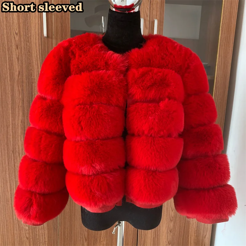 Winter coat for faux fur coat women new outerwear Fox fur short coat Fake fur  jacket furry fluffy jacket luxury woman fur Fake