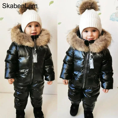 Winter Jumpsuit Overalls for Girls Children Thick Ski Suit Boys Duck Down Jacket Toddler Baby Snowsuits Outerwear Warm Coat 0-3Y