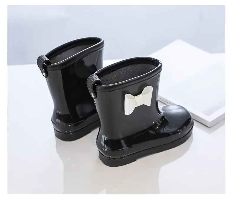 Kids Rain Boots Bowknot Princess Girl's Boot PVC Waterproof Non-slip Rubber Boots for Children Outdoor Toddler Water Shoes 장화