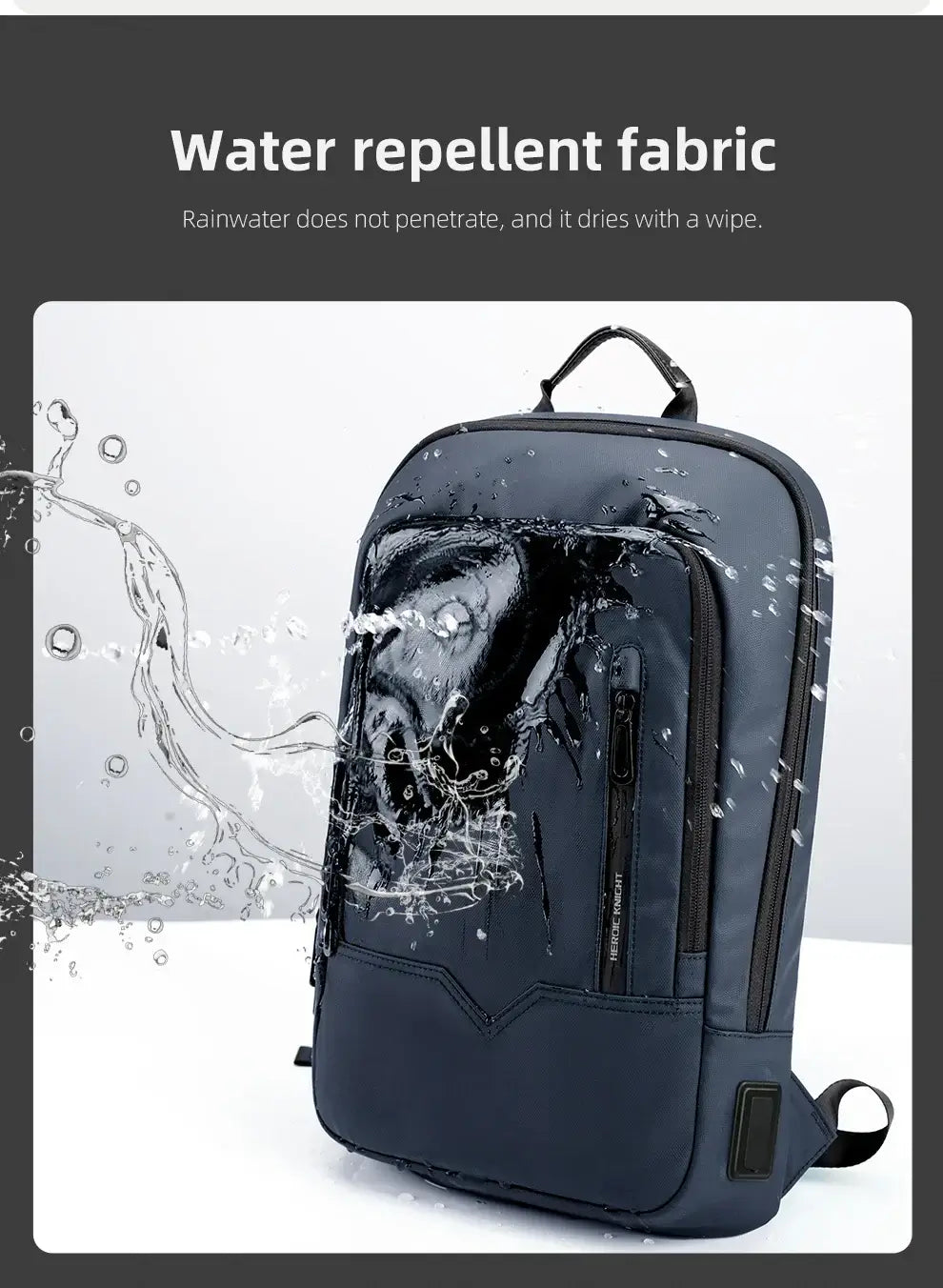 HK Slim Backpack For Men 15.6 Inch Laptop Bags Waterproof Minimalist Business Backpack With USB Charging Casual Travel Work Bag