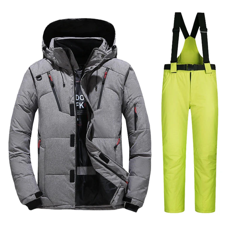 New Ski Suit Men Winter Snow Parkas Warm Windproof Outdoor Sports Skiing Down Jackets and Pants Male Snowboard Wear Overalls