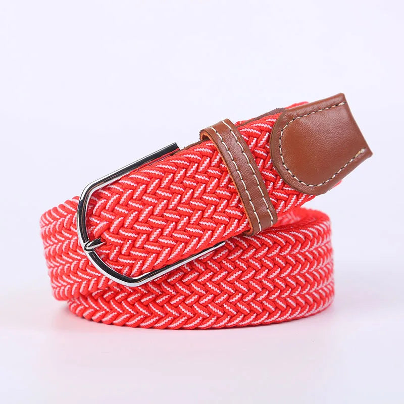 107/120/130cm UNISEX Casual Knitted Pin Buckle Women Belt Woven Canvas Elastic Expandable Braided Stretch Jeans Belts for Men