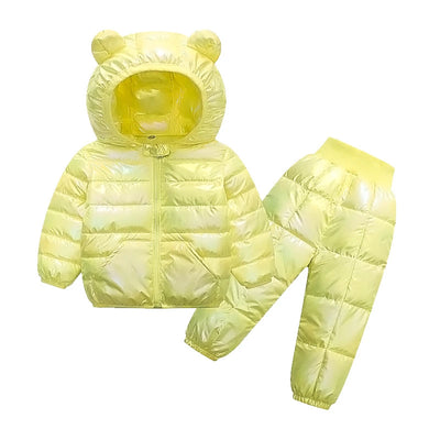 Toddler Winter Baby Girls Boys Clothing Sets Warm Faux Down Jacket Clothes Sets Children Kids Snowsuit Coats Vest Pants Overalls