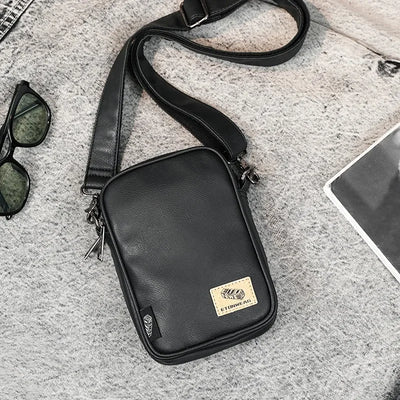 Men's Cross Shoulder Bag Small Crossbody Bags for Man 2024 Leather Fashion Sling Messenger Mobile Phone Bags Mini Male Handbag