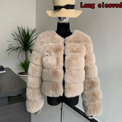 Winter coat for faux fur coat women new outerwear Fox fur short coat Fake fur  jacket furry fluffy jacket luxury woman fur Fake