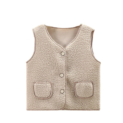 0-6Y Autumn Winter Kid Vest  Fur Girl Boy Baby Waistcoat Kids Jackets Children Clothes Snow Outfit Sleeveless Vest Toddler Wool