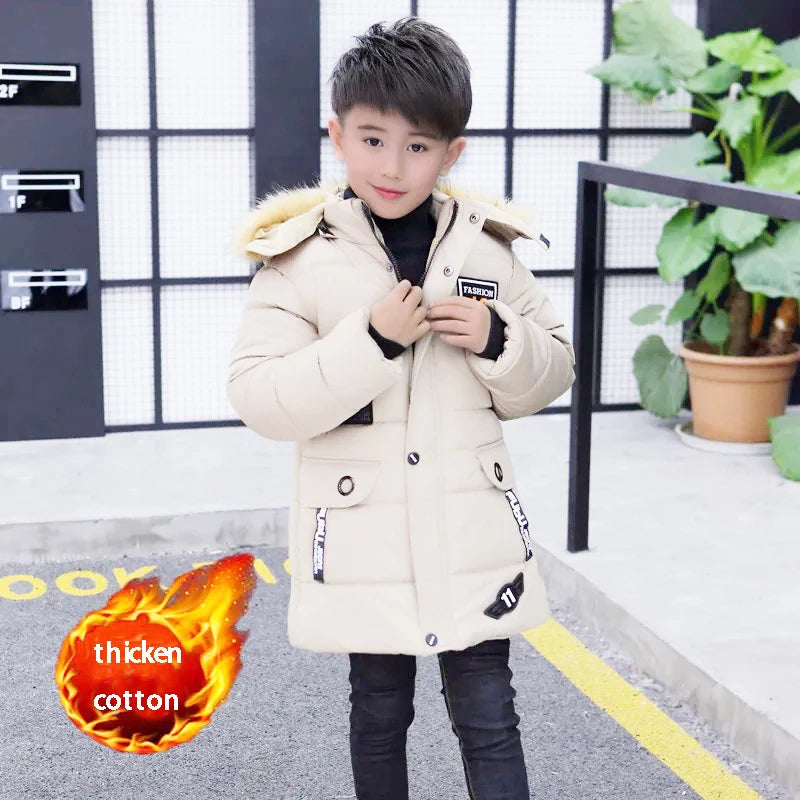 2023 Children Warm Clothing toddler boy Clothes Teen Down Cotton Padded Winter Jackets Hooded Coat Thicken Outerwear Kids Parka