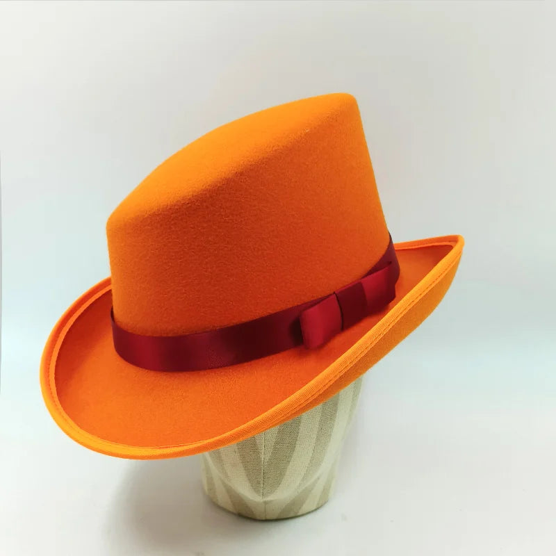 Men Top hat Magician Presidential high hat British jazz top hats male gentleman flat felt hat 2024 sombrero de copa británico