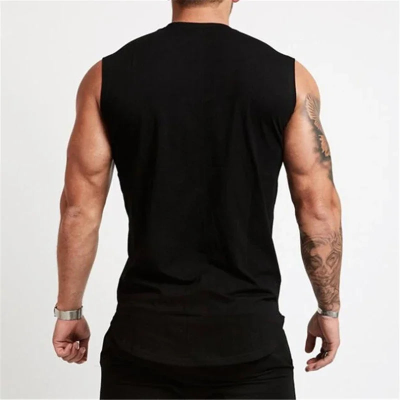 Gym Clothing V Neck Cotton Bodybuilding Tank Top Mens Workout Sleeveless Shirt Fitness Sportswear Running Vests Muscle Singlets