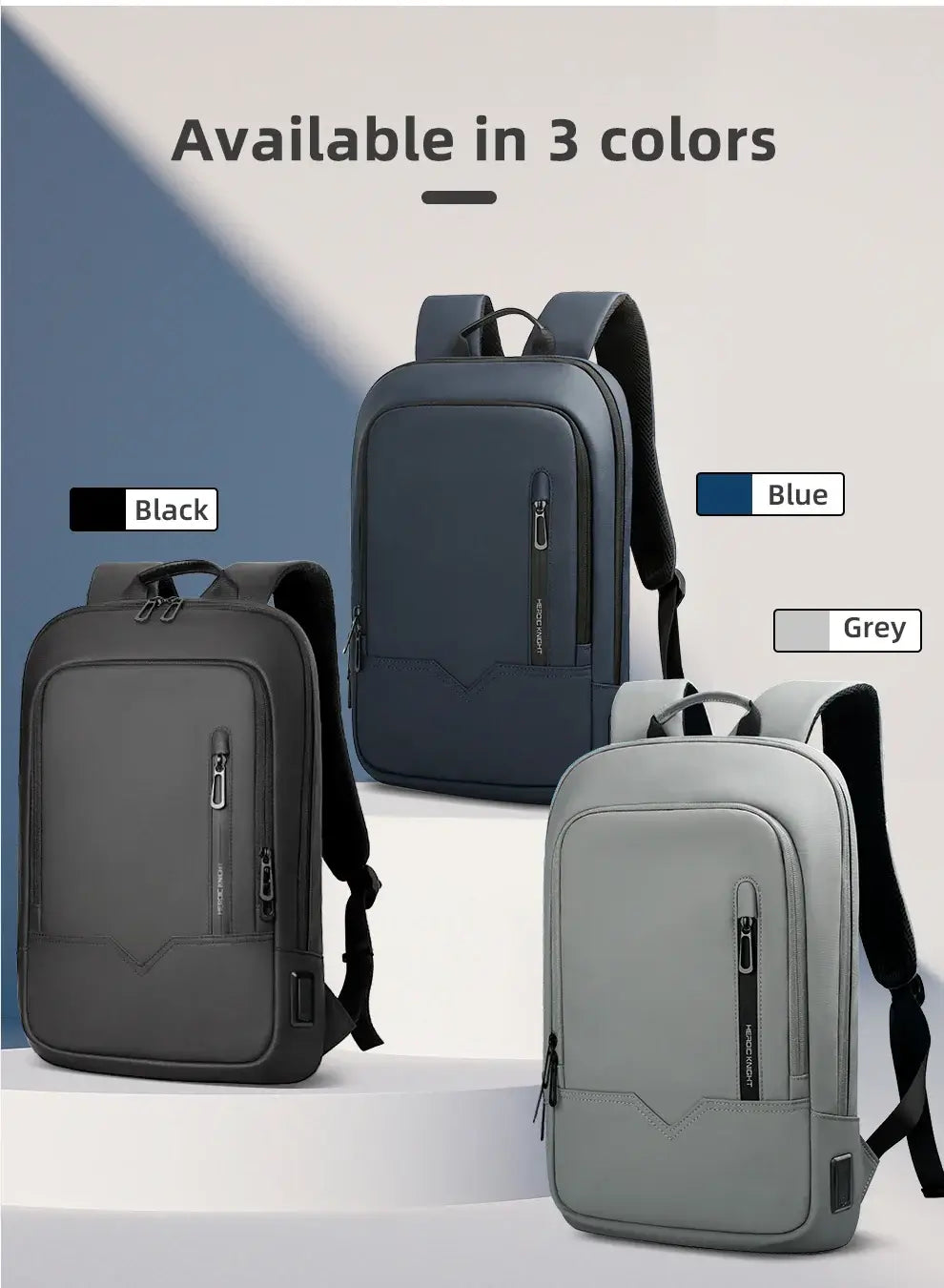 HK Slim Backpack For Men 15.6 Inch Laptop Bags Waterproof Minimalist Business Backpack With USB Charging Casual Travel Work Bag