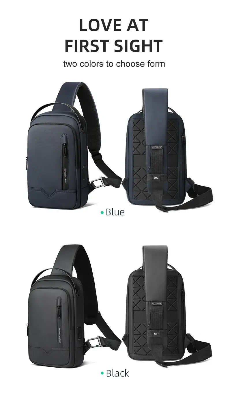 Heroic Knight Business Large Capacity Crossbody Bag For Men Waterproof Travel Shoulder Bag 11" IPad USB Charging Male Chest Pack