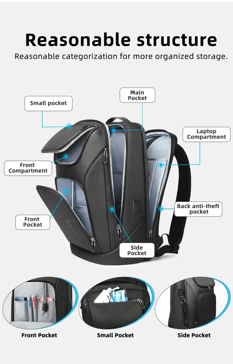 HK New Arrival Spacious Travel Backpack 17.3 inch Laptop Backpack For Men Big Capacity Waterproof Commuting Rucksacks With USB