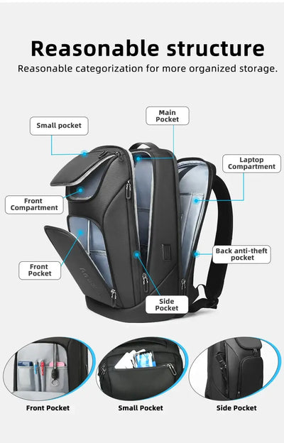 HK New Arrival Spacious Travel Backpack 17.3 inch Laptop Backpack For Men Big Capacity Waterproof Commuting Rucksacks With USB