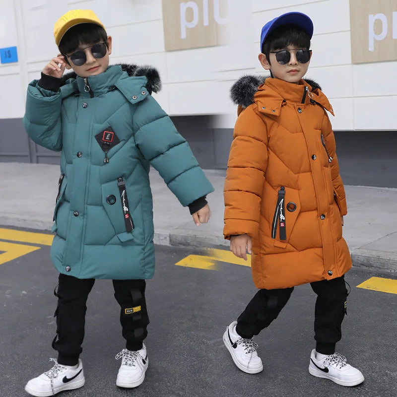 2023 Children Warm Clothing toddler boy Clothes Teen Down Cotton Padded Winter Jackets Hooded Coat Thicken Outerwear Kids Parka