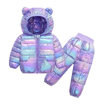 Toddler Winter Baby Girls Boys Clothing Sets Warm Faux Down Jacket Clothes Sets Children Kids Snowsuit Coats Vest Pants Overalls