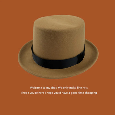 Men Top hat Magician Presidential high hat British jazz top hats male gentleman flat felt hat 2024 sombrero de copa británico