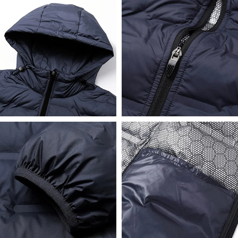 Men's White Duck Down Jacket Warm Thick Windproof Puffer Jacket Winter New Men Hooded Waterproof High Quality Thermal Parka Male