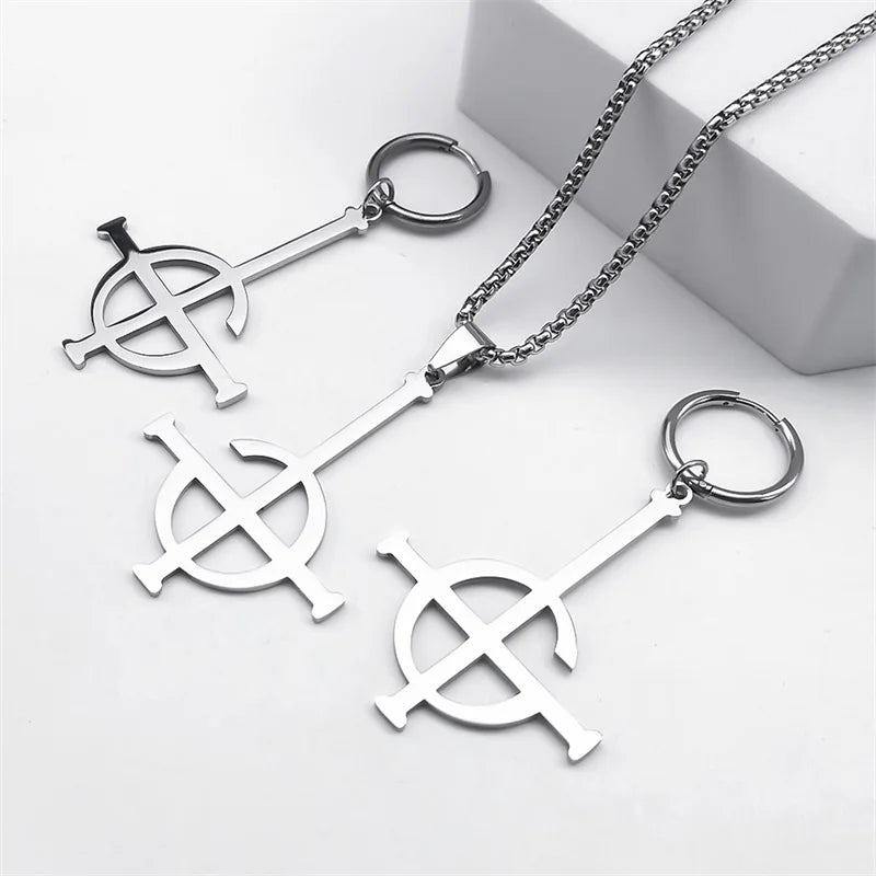 Stainless Steel Jewelry Set Ghost BC Rock Band Pendant Necklace The band Ghost Ghoul Chain Necklaces Fashion Earring Ring collar