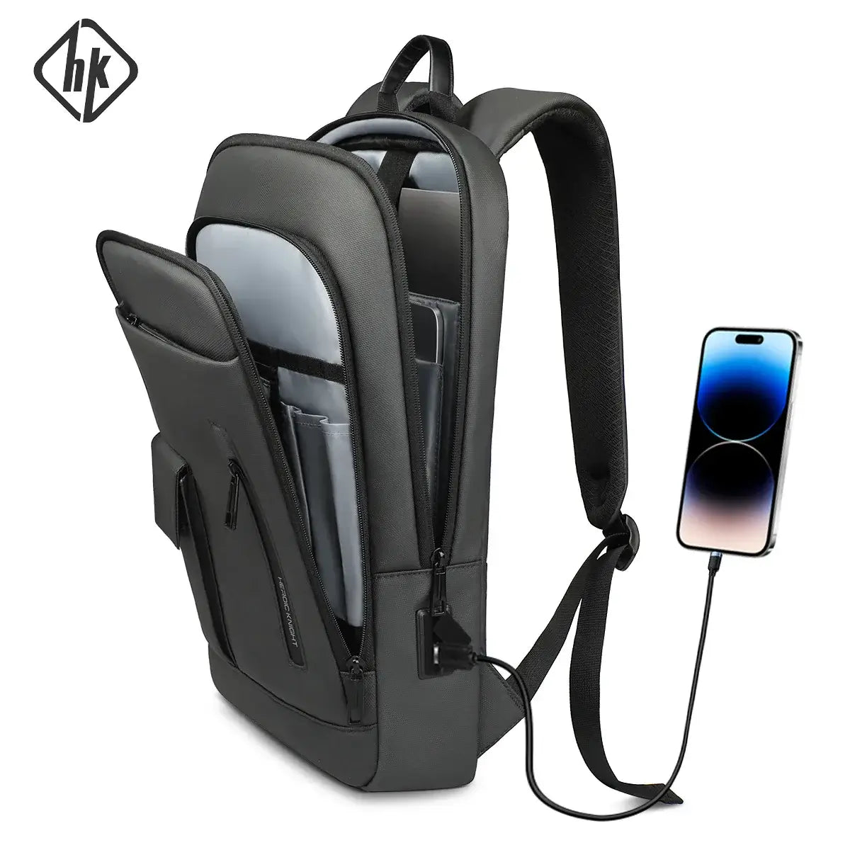 HK Slim 15.6'' Laptop Backpack Men's Business Backpacks with USB Port Lightweight Work Bag for College Daily Travel Back Pack