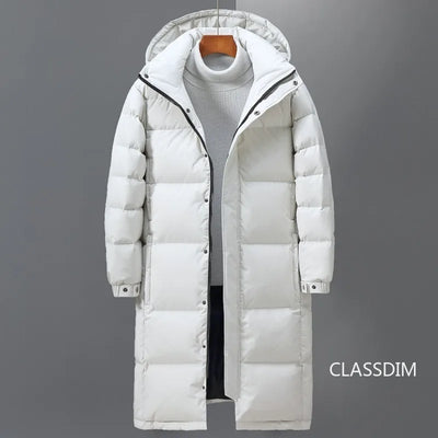 New Winter Men Long Puffer Jackets Hooded Casual Duck Down Coats Quality Male Outdoor Windproof Warm Winter Parkas Mens Clothing