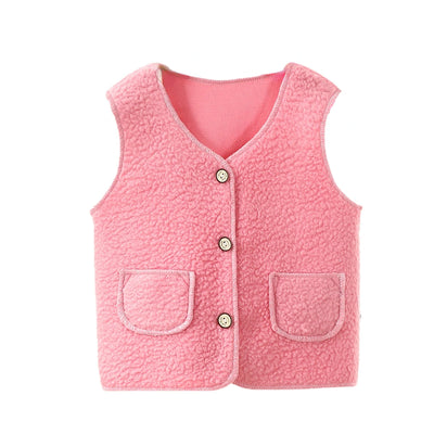 0-6Y Autumn Winter Kid Vest  Fur Girl Boy Baby Waistcoat Kids Jackets Children Clothes Snow Outfit Sleeveless Vest Toddler Wool