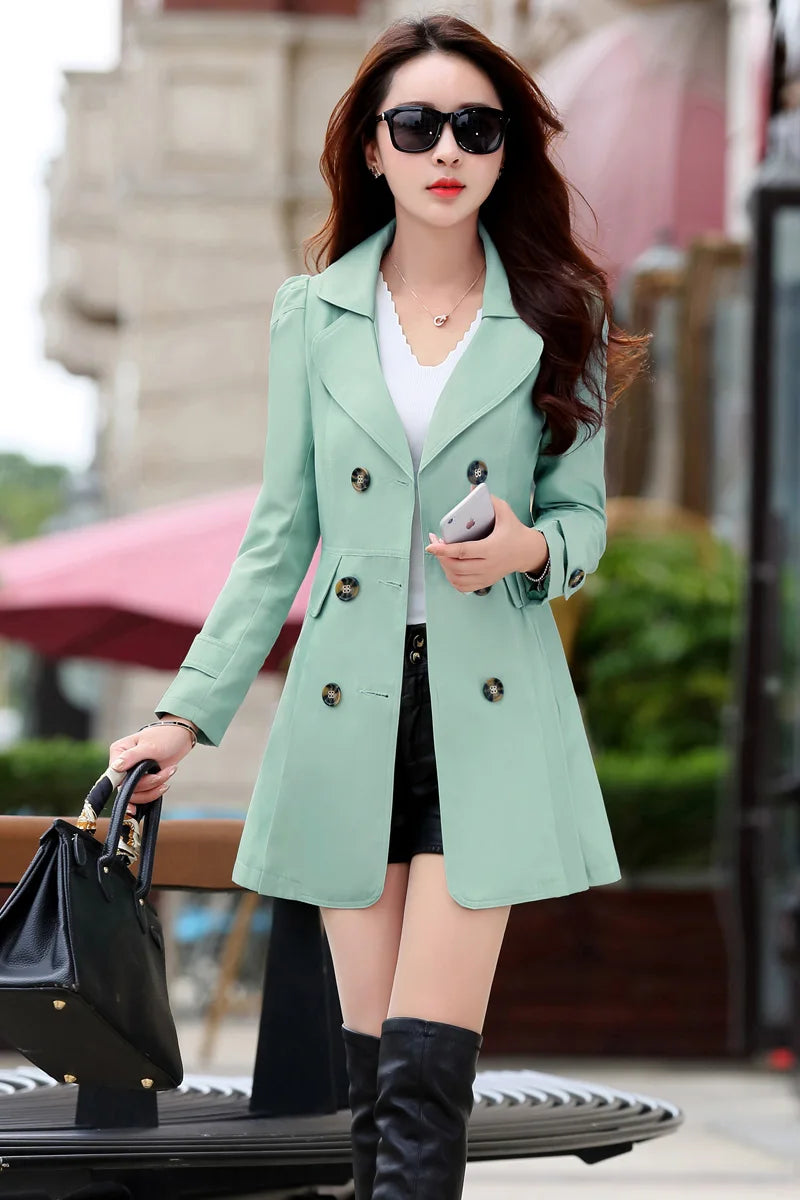 Trench Coat Women Double-Breasted Trenchcoat Lace Female Autumn Casual Coats Windbreaker Outwear  Raincoat Streetwear