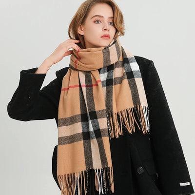 Luxury brand Winter Plaid Cashmere Like Blanket Scarf Design Thick Warm Pashmina Shawl Wraps With Tassel Poncho Stoles Echarpe