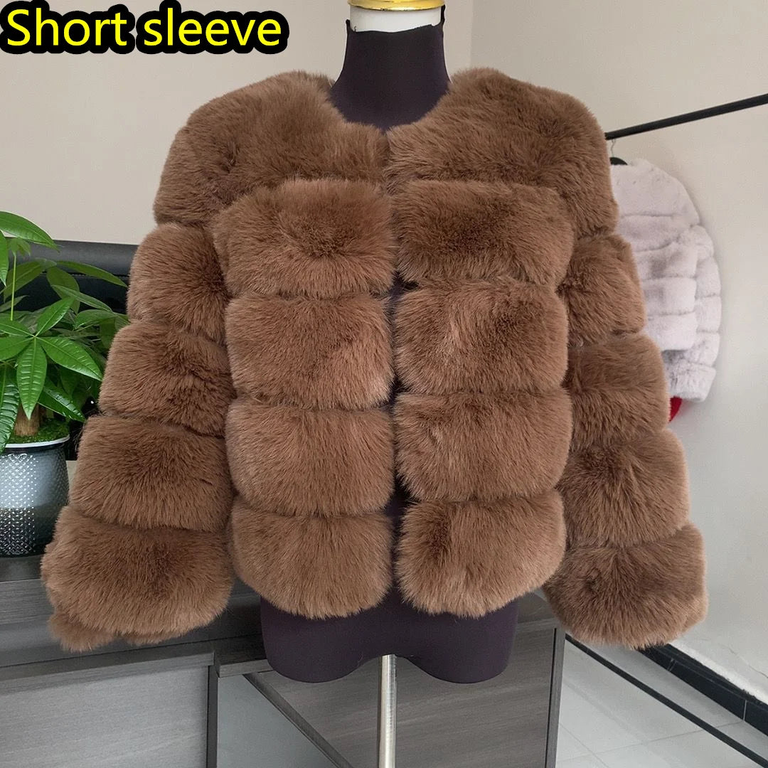 Winter coat for faux fur coat women new outerwear Fox fur short coat Fake fur  jacket furry fluffy jacket luxury woman fur Fake